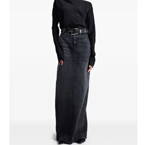 ALC Hunter Skirt Black Denim Hunter Panel Maxi Skirt Made in USA Size 2 NEW